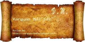 Vargyas Máté névjegykártya